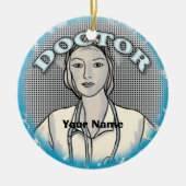 Retro vrouw dokter keramisch ornament (Voorkant)