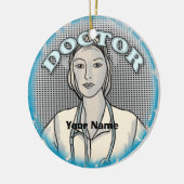 Retro vrouw dokter keramisch ornament (Links)