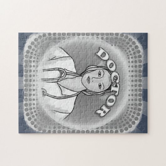 Retro vrouw dokter legpuzzel (Horizontaal)