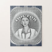 Retro vrouw dokter legpuzzel (Verticaal)