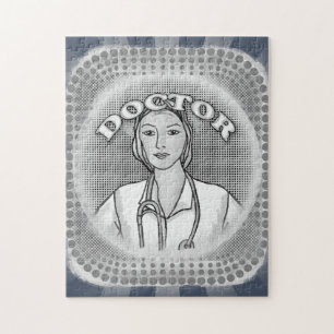 Retro vrouw dokter legpuzzel