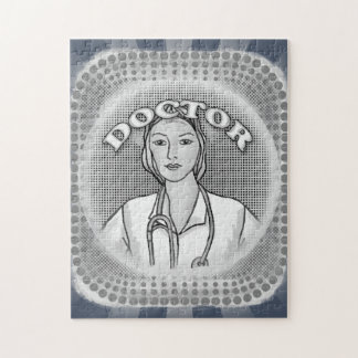Retro vrouw dokter legpuzzel