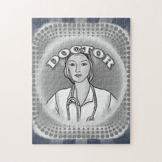 Retro vrouw dokter legpuzzel (Verticaal)