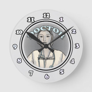 Retro vrouw dokter ronde klok