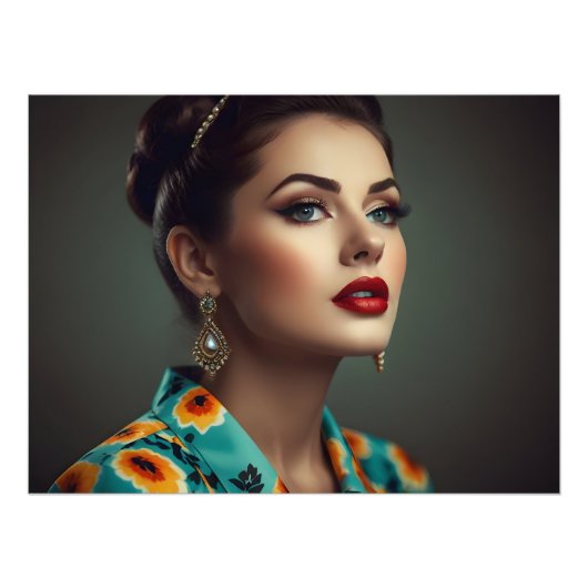  retro vrouw foto afdruk (Voorkant)