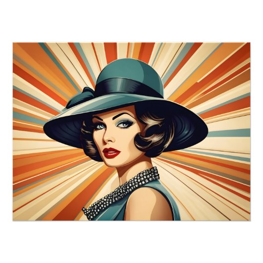  retro vrouw foto afdruk (Voorkant)