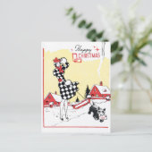  retro vrouw hond Kerst briefkaart (Staand voorkant)