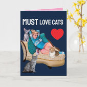 RETRO VROUW (HUISVROUW) CAT-VALENTIJNSDAG VRIEND KAART (Gele Bloem)