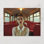 Retro vrouw in de trein briefkaart (Voorkant)