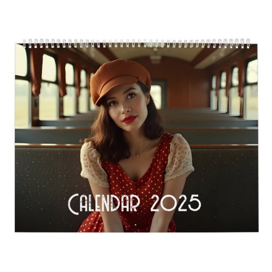  retro vrouw in de trein kalender (Hoes)