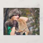 Retro vrouw in de winter briefkaart (Voorkant)