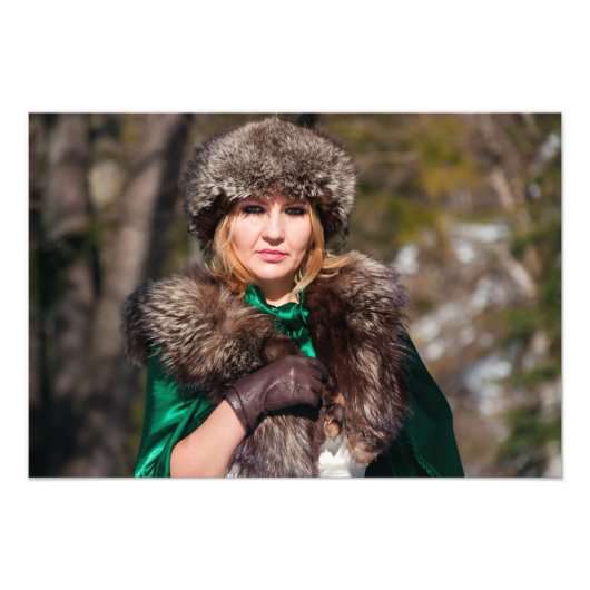 Retro vrouw in de winter foto afdruk (Voorkant)
