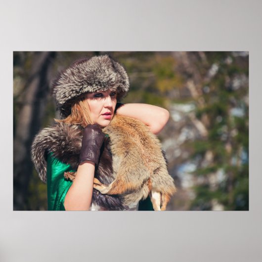 Retro vrouw in de winter poster (Voorkant)