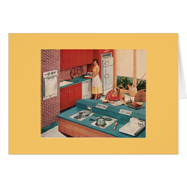 Retro vrouw in keuken (Voorkant Horizontaal)