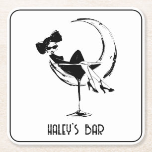 Retro vrouw in Martini Glas Bar Kartonnen Onderzetters