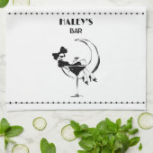 Retro vrouw in Martini Glass Bar Theedoek (Gevouwen)