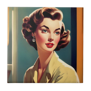 Retro Vrouw Keramische Tegel Tegeltje