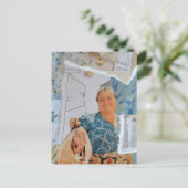 Retro Vrouw Kip Voor Het Diner Collage Briefkaart (Staand voorkant)
