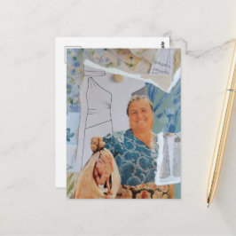 Retro Vrouw Kip Voor Het Diner Collage Briefkaart