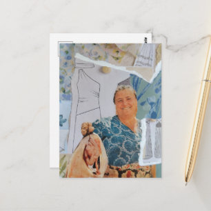 Retro Vrouw Kip Voor Het Diner Collage Briefkaart