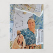 Retro Vrouw Kip Voor Het Diner Collage Briefkaart (Voorkant)