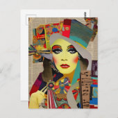 Retro Vrouw Kleurrijke Gemengde Media Collage Abst Briefkaart (Voorkant / Achterkant)