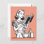Retro vrouw koken grappig jaren '50 briefkaart (Voorkant / Achterkant)