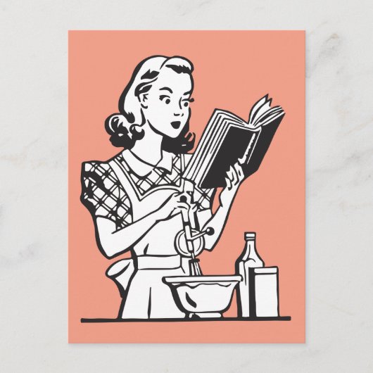 Retro vrouw koken grappig jaren '50 briefkaart (Voorkant)