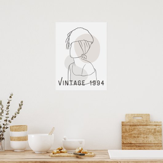 Retro vrouw lijn art poster (Keuken)