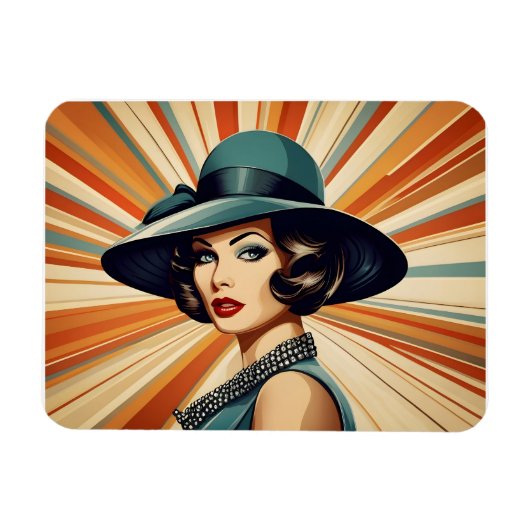  retro vrouw magneet (Horizontaal)