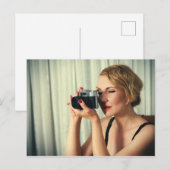 Retro vrouw met camera briefkaart (Voorkant / Achterkant)