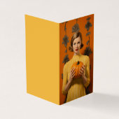 Retro vrouw met een pompoen kaart (Buitenkant)