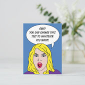 RETRO VROUW met JOUW TEKST aangepast briefkaart (Staand voorkant)