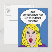 RETRO VROUW met JOUW TEKST aangepast briefkaart (Voorkant / Achterkant)