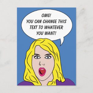 RETRO VROUW met JOUW TEKST aangepast briefkaart