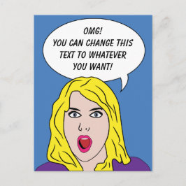 RETRO VROUW met JOUW TEKST aangepast briefkaart