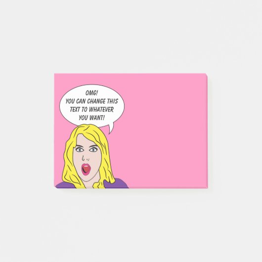 RETRO VROUW met JOUW TEKST douane Post-it nota's Post-it® Notes (Voorkant)