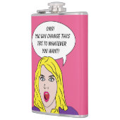 RETRO VROUW met JOUW TEKST maatkolf Heupfles (Links)