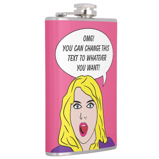 RETRO VROUW met JOUW TEKST maatkolf Heupfles (Rechts)