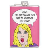 RETRO VROUW met JOUW TEKST maatkolf Heupfles (Voorkant)