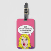 RETRO-VROUW met JOUW TEKST op maat Bagagelabel (Voorkant (verticaal))