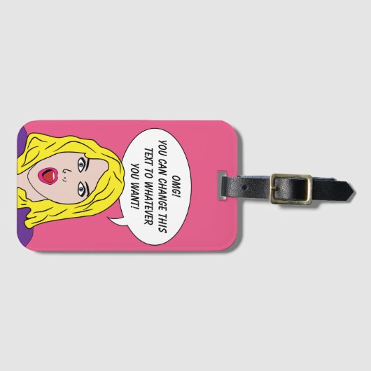 RETRO-VROUW met JOUW TEKST op maat Bagagelabel (Voorkant (horizontaal))