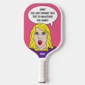 RETRO-VROUW met JOUW TEKST op maat Pickleball Paddle (Achterkant)