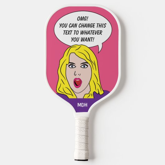 RETRO-VROUW met JOUW TEKST op maat Pickleball Paddle (Achterkant)