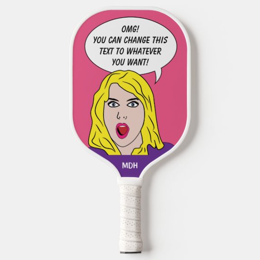 RETRO-VROUW met JOUW TEKST op maat Pickleball Paddle (Voorkant)