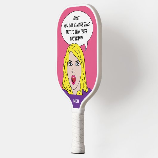 RETRO-VROUW met JOUW TEKST op maat Pickleball Paddle (Links)