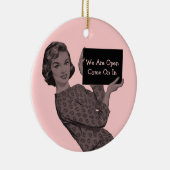 Retro-vrouw met klemborddeurversier keramisch ornament (Rechts)