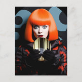 Retro vrouw met Oranje haar Briefkaart (Voorkant)