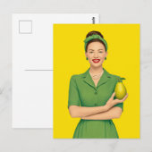 Retro vrouw met peer briefkaart (Voorkant / Achterkant)