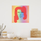 Retro vrouw met rood haar Poster (Keuken)